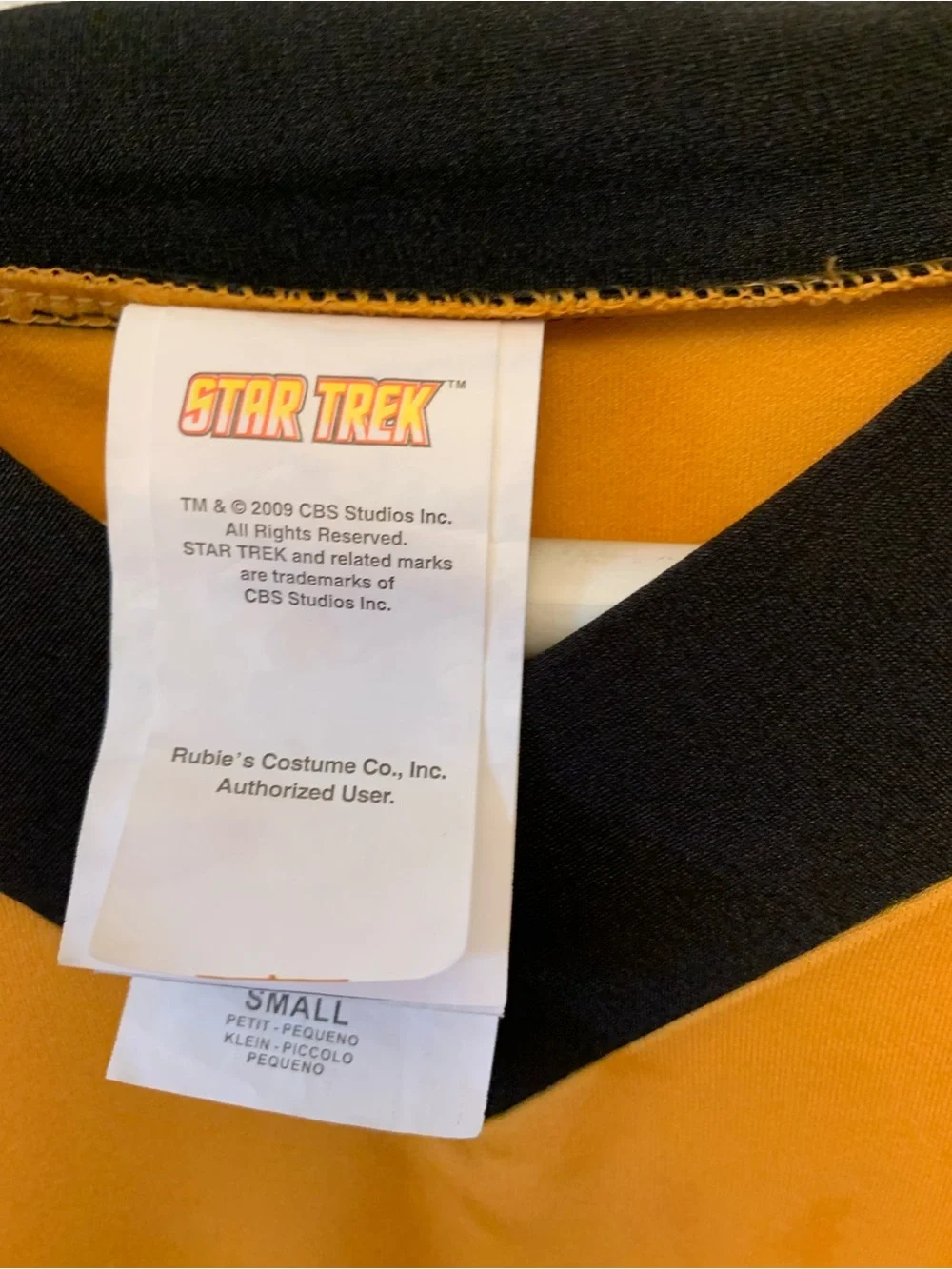 Rubie's Star Trek Classic Gold Costume Shirt Men’s Small/ Unisex Small